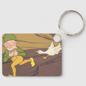 ヴィンテージの黄金の卵を産むイソップ寓話のガチョウ キーホルダー (正面)