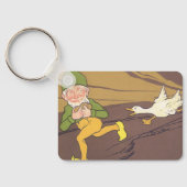 ヴィンテージの黄金の卵を産むイソップ寓話のガチョウ キーホルダー (裏面)