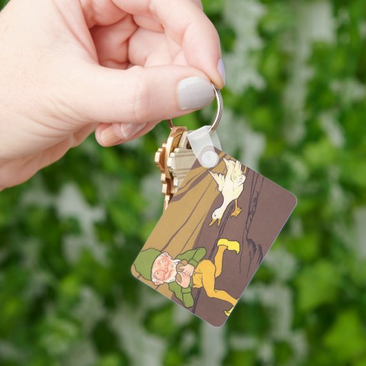 ヴィンテージの黄金の卵を産むイソップ寓話のガチョウ キーホルダー (手)