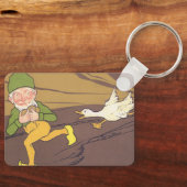 ヴィンテージの黄金の卵を産むイソップ寓話のガチョウ キーホルダー (正面)