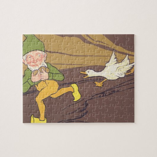 ヴィンテージの黄金の卵を産むイソップ寓話のガチョウ ジグソーパズル (横)