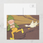 ヴィンテージの黄金の卵を産むイソップ寓話のガチョウ ポストカード (正面/裏面)