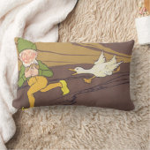 ヴィンテージの黄金の卵を産むイソップ寓話のガチョウ ランバークッション (ブランケット)