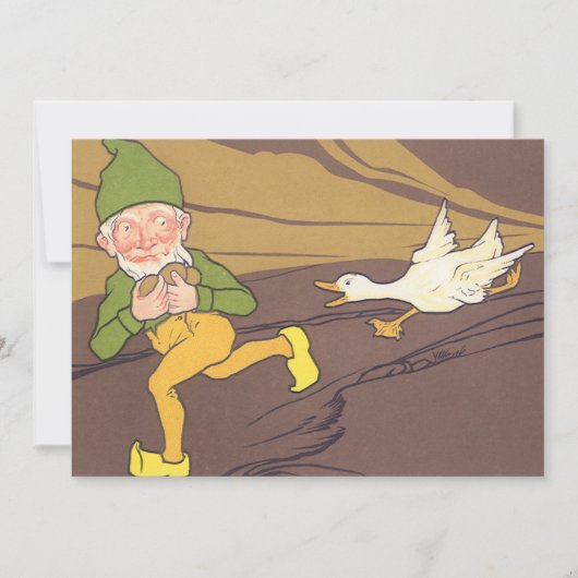 ヴィンテージの黄金の卵を産むイソップ寓話のガチョウ 招待状 (正面)