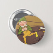 ヴィンテージの黄金の卵を産むイソップ寓話のガチョウ 缶バッジ (正面&裏面)