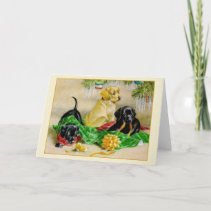 ヴィンテージの黒いおよびゴールデン・リトリーバーのクリスマスカード シーズンカード