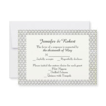 ヴィンテージの黒いクリーム色のダイヤモンド結婚式の応答カード