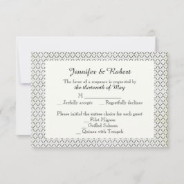 ヴィンテージの黒いクリーム色のダイヤモンド結婚式の応答カード 出欠カード