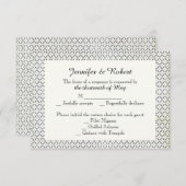 ヴィンテージの黒いクリーム色のダイヤモンド結婚式の応答カード 出欠カード (正面/裏面)