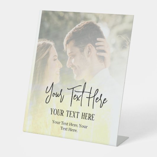 ヴィンテージの黒いスクリプトと写真結婚の数 台座サイン (正面)