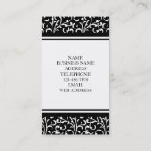 ヴィンテージの黒いダマスク織あなたのモノグラム 名刺 (裏面)