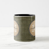 ヴィンテージの黒いチッカーパターンモノグラムのバーラップ ツートーンマグカップ (中央)