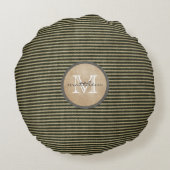 ヴィンテージの黒いチッカーパターンモノグラムのバーラップ ラウンドクッション (裏面)