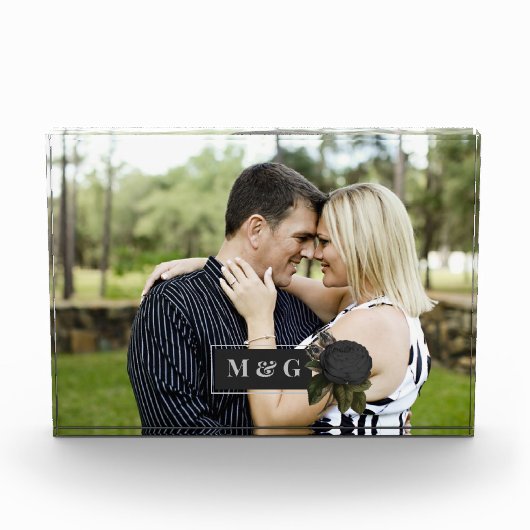 ヴィンテージの黒いバラ結婚の写真 フォトブロック (正面)