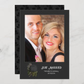 ヴィンテージの黒いバラ結婚の写真 案内状 (正面/裏面)