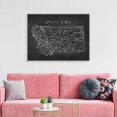 ヴィンテージの黒いモンタナの地図 キャンバスプリント (インサイチュ (リビング))