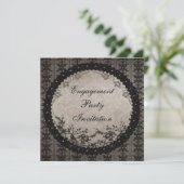ヴィンテージの黒いレース及びスパンコールの婚約パーティ 招待状 (スタンド正面)