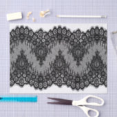 ヴィンテージの黒いレース 薄葉紙 (クラフト)