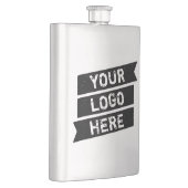 ヴィンテージの黒いロゴのシンプルな三重のリボンあなたの名前 フラスク (右)