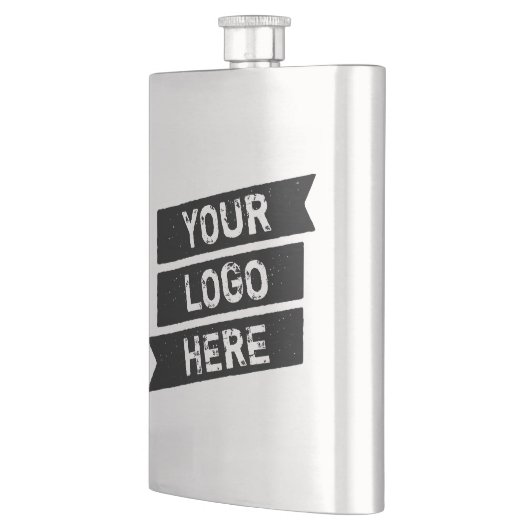 ヴィンテージの黒いロゴのシンプルな三重のリボンあなたの名前 フラスク (左)