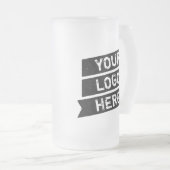 ヴィンテージの黒いロゴのシンプルな三重のリボンあなたの名前 フロストグラスビールジョッキ (正面右)