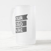 ヴィンテージの黒いロゴのシンプルな三重のリボンあなたの名前 フロストグラスビールジョッキ (正面左)