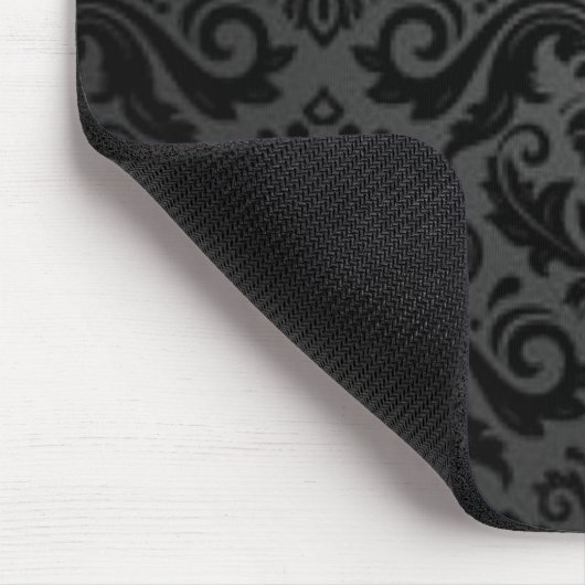 ヴィンテージの黒い及び灰色のダマスク織 マウスパッド (コーナー)