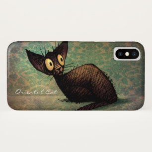 ヴィンテージの黒い東洋のShorthair猫 iPhone X ケース