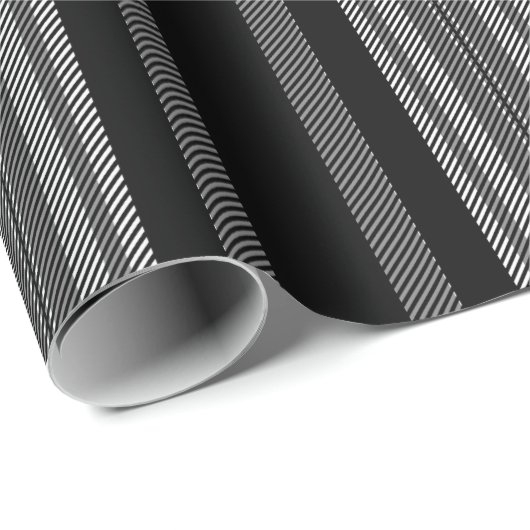 ヴィンテージの黒い灰色の白いグラフィックストライプパターン ラッピングペーパー (ロールコーナー)