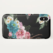 ヴィンテージの黒い花の場合の花 Case-Mate iPhoneケース (裏面(横))