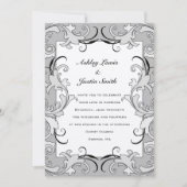 ヴィンテージの黒い銀は結婚式招待状渦巻きます 招待状 (正面)