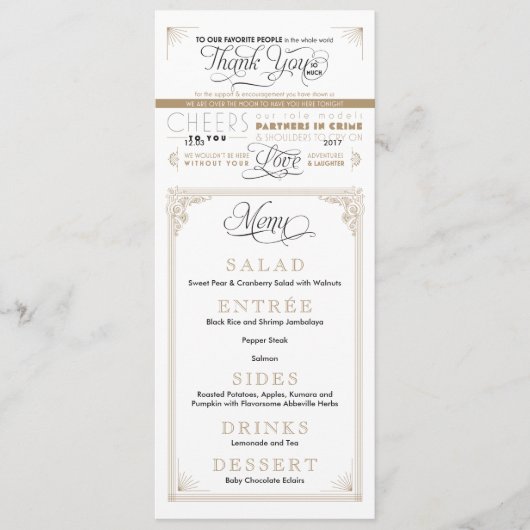 ヴィンテージの黒および金ゴールドはメニューカード感謝していしています メニュー (正面)
