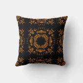 ヴィンテージの黒くおよび黄色の銅の花の継ぎ目が無い クッション (裏面)