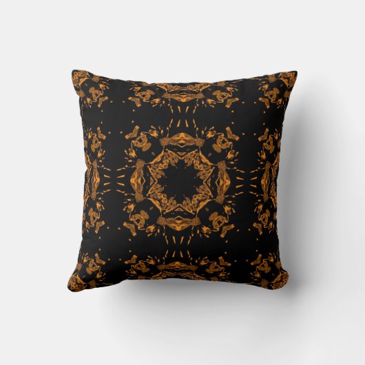 ヴィンテージの黒くおよび黄色の銅の花の継ぎ目が無い クッション (裏面)