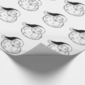 ヴィンテージの黒く及び白いサンタ ラッピングペーパー (角)