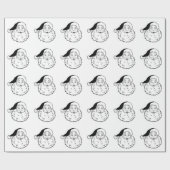 ヴィンテージの黒く及び白いサンタ ラッピングペーパー (フラット)