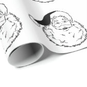 ヴィンテージの黒く及び白いサンタ ラッピングペーパー (ロールコーナー)