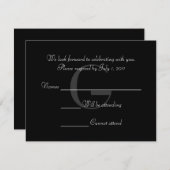 ヴィンテージの黒く及び白いモノグラムはカード答えます 出欠カード (正面/裏面)