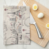 ヴィンテージの黒く及び白いヨーロッパイメージ キッチンタオル (四つ折り)