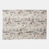 ヴィンテージの黒く及び白いヨーロッパイメージ キッチンタオル (横)