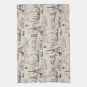 ヴィンテージの黒く及び白いヨーロッパイメージ キッチンタオル (縦)