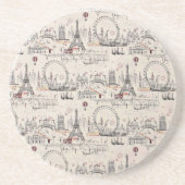 ヴィンテージの黒く及び白いヨーロッパイメージ コースター (正面)