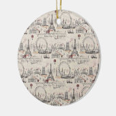ヴィンテージの黒く及び白いヨーロッパイメージ セラミックオーナメント (左)