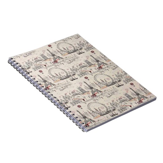 ヴィンテージの黒く及び白いヨーロッパイメージ ノートブック (右側)