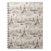 ヴィンテージの黒く及び白いヨーロッパイメージ ノートブック (正面)