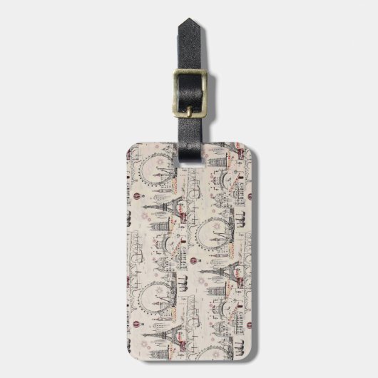 ヴィンテージの黒く及び白いヨーロッパイメージ ラゲッジタグ (正面縦)