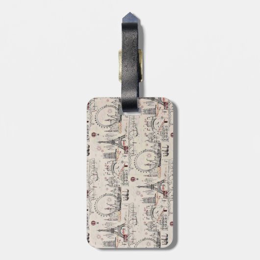 ヴィンテージの黒く及び白いヨーロッパイメージ ラゲッジタグ (裏面縦)