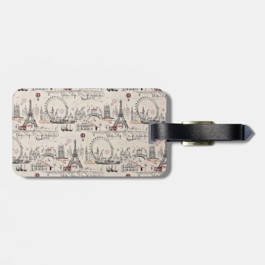 ヴィンテージの黒く及び白いヨーロッパイメージ ラゲッジタグ (裏面横)