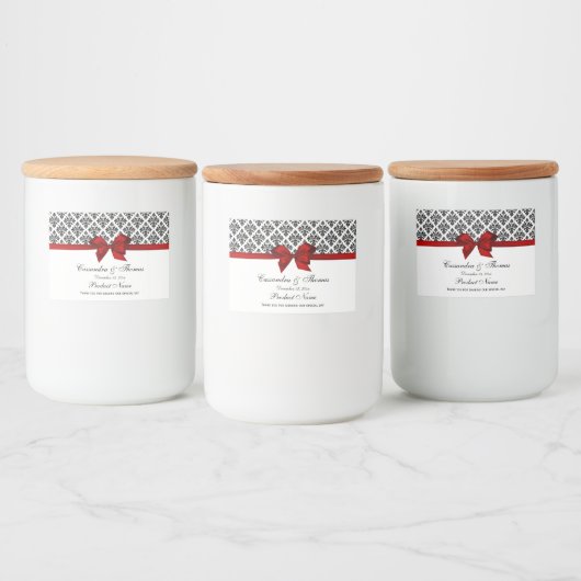 ヴィンテージの黒く白いダマスク織赤いHの食糧ラベル フードラベル (ボトル)