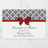 ヴィンテージの黒く白いダマスク織赤いHの食糧ラベル フードラベル (シングルラベル)